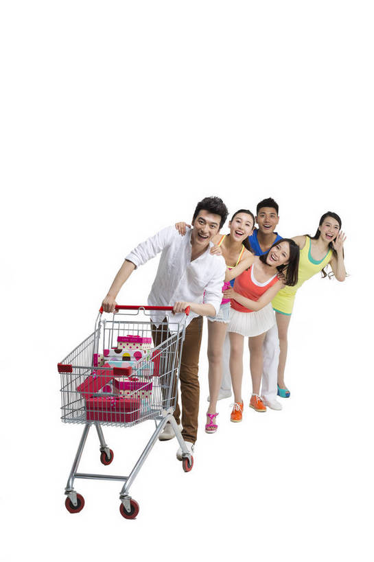 东方人,伙伴,朋友,站,笑,竖图,彩色,室内,白天,留白,抠图,白色背景,正面,购物,时尚,快乐,友谊,幸福,合作,团队,礼盒,购物车,北京,中国,五个人,图片,推车,纸盒,许多人,休闲装,现代,排队,一列,一群人,休闲,放松,活力,美女,自信,短裙,摄影,生活方式,青春,同伴,动感,乐观,友情,男人,男性,年轻男性,年轻女性,女人,女性,亚洲人,中国人,年轻人,全身,影棚拍摄,愉快,bj174