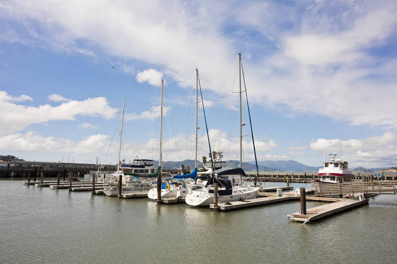 码头,横图,彩色,室外,白天,旅游,度假,海洋,名胜古迹,城市风光,标志建筑,地标,建筑,轮船,船,美国,遗迹,海岸,游艇,岸,古迹,文物,娱乐,建设,古建筑,白云,风景,蓝天,天空,地标建筑,交通工具,享受,休闲,旅游胜地,放松,人文,运输,摄影,经济,晴天,风光,便利,水域,都市风光,外景,参观,观光船,古文明,发展,加州,加利福尼亚州,渔人码头,浩瀚,旧金山湾,大海,海,观光,旅行,bj174