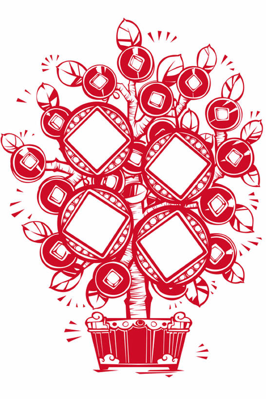 无人,竖图,插画,留白,白色背景,幸福,运气,数码,科技,植物,雕塑,春节,阴影,花纹,艺术,装饰,网络,雕刻,雕像,符号,盆栽,盆景,高光,几何,计算机图形,祝福,合成,图画,发财树,传统,画,红色,绿色,自然,工艺品,剪纸,财富,摄影,影棚,生长,成长,纪念,美术,电脑合成图,数码合成图,合成图,中国文化,摄影棚,主题,漫画,陈列,铜钱,窗花,写实,具体,具象,功能,美学,空白,元旦,式样,货币,硬币,设计,彩图,影棚拍摄,拍摄,传统文化,bj175