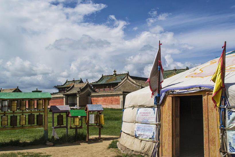 无人,寺庙,横图,室外,白天,建筑,亚洲,云,公寓,天空,摄影,宗教,建造,喇嘛教,蒙古包,内蒙古,彩图,居住区,蒙古文化,bj175