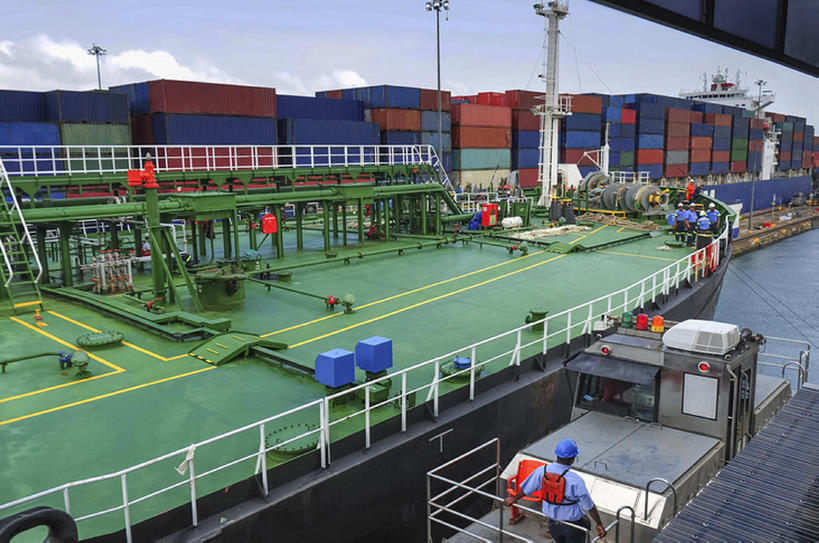 无人,码头,横图,室外,白天,海洋,船,巴拿马,停靠,海岸线,集装箱,货柜,箱子,运输,摄影,运河,停泊,货船,物流,集装箱码头,彩图,海港,bj175