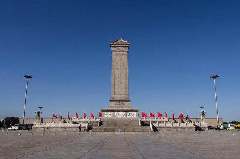 横图,室外,白天,旗帜,北京,天安门广场,中国,亚洲,地形,纪念碑,风景,天空,东亚,人民英雄纪念碑,bj175