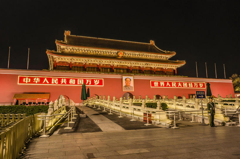 天安门,广场,横图,室外,夜晚,名胜古迹,北京,天安门广场,中国,亚洲,毛泽东,地形,风景,建造,照亮,肖像,东亚,bj175
