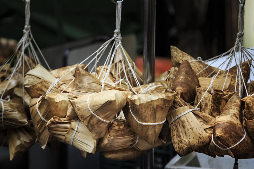 无人,横图,台湾,亚洲,吊挂,悬挂,丰富,食品,挂,粽子,中国菜,中国文化,台北,台湾菜,细线,bj175