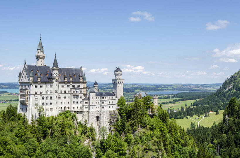 横图,室外,白天,德国,欧洲,城堡,地形,风景,天空,建造,新天鹅城堡,bj175