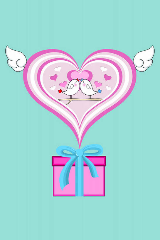 无人,竖图,插画,数码,科技,鸟,礼物,情人节,阴影,黄色背景,鲜艳,网络,翅膀,包装,缎带,高光,几何,计算机图形,浪漫,合成,图画,盒子,画,电脑合成图,数码合成图,合成图,漫画,写实,具体,具象,爱情鸟,心型,亲吻,爱,插图,递送