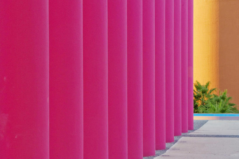 无人,横图,室内,建筑,墨西哥,一排,整齐,圆柱,排列,粉色,摄影,建造,队列,彩图,当代,建筑结构,bj175