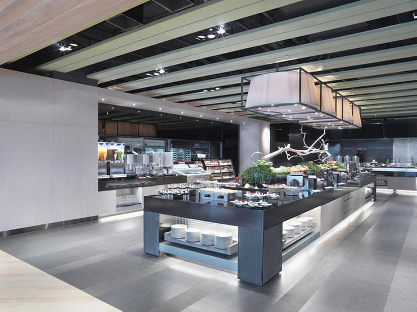 无人,横图,室内,时尚,餐桌,桌子,建筑,酒店,台湾,一排,丰富,整齐,装饰,饭厅,灶台,食品,干净,现代,布置,饮食,吊灯,建筑物,排列,自助餐,摄影,多样,风格,队列,华贵,选择,台北,设计,彩图,餐馆,当代,bj175